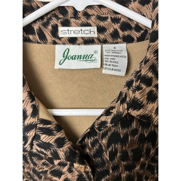 Vtg. Joanna Stretch Button Up Leopard Print Stretch Tunic Blouse-Small - Picture 2 of 6
